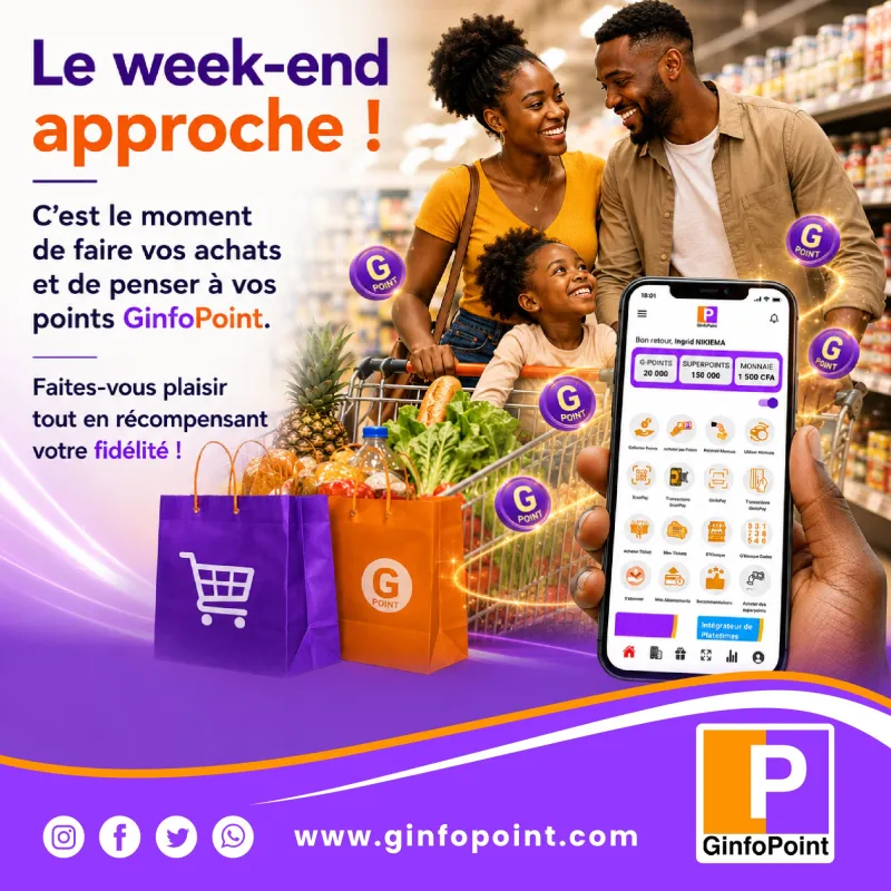 Le week-end approche ! C'est le moment de faire vos achats et de penser à vos points GinfoPoint.